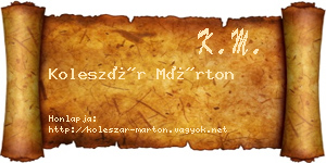 Koleszár Márton névjegykártya